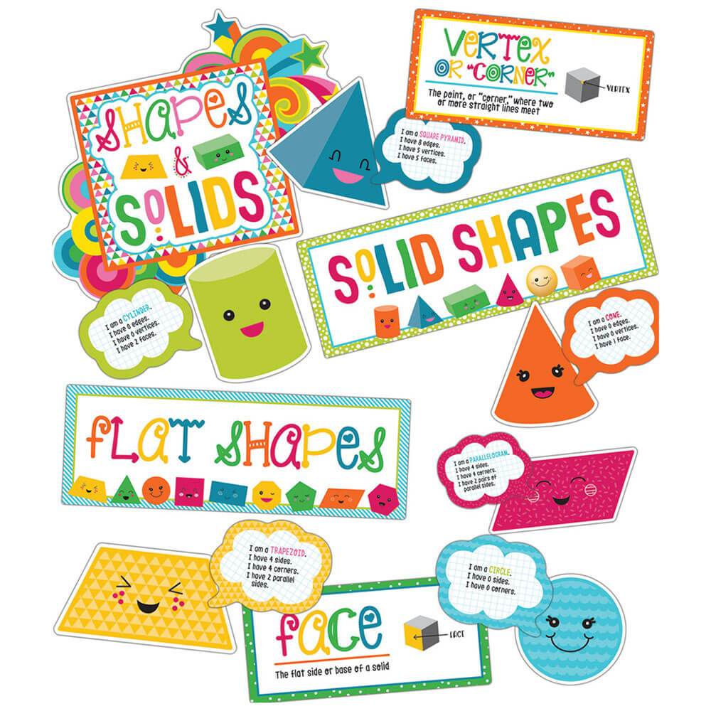 School Pop Shapes And Solids Bulletin Board Set 