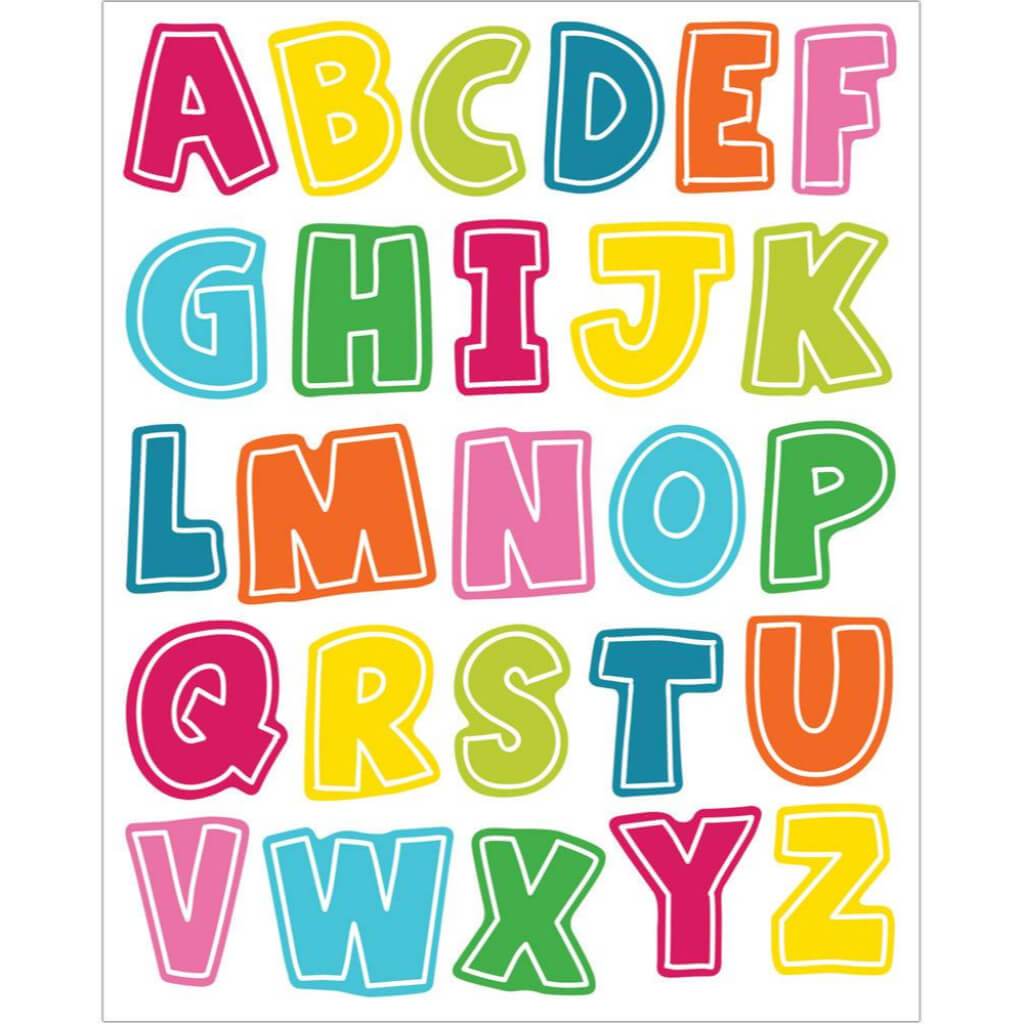 School Pop Alphabet Uppercase Letters Shape Stickers 