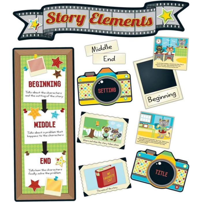 Hipster Story Elements Bulletin Board 