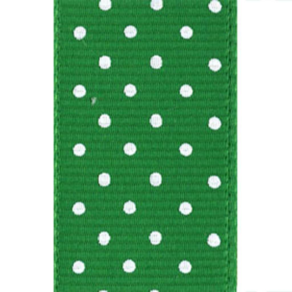 Grosgrain Swiss Dot 3/8in x 3yd Emerald