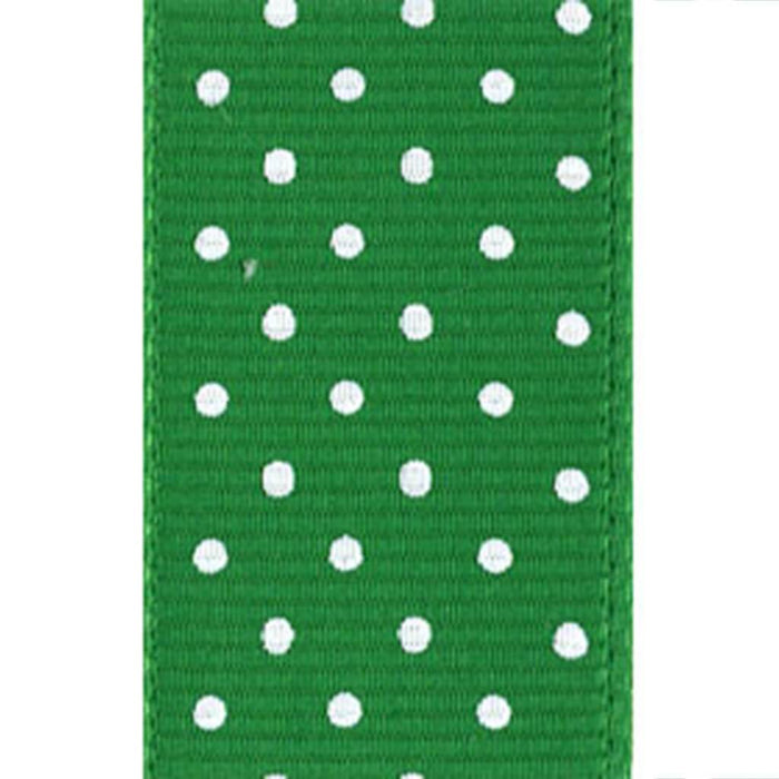 Grosgrain Swiss Dot 3/8in x 3yd Emerald