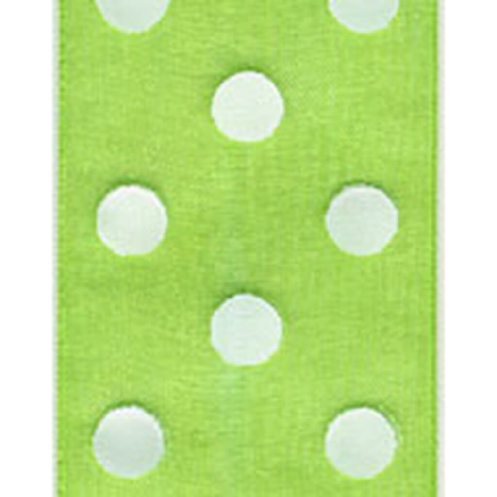 Sheer Dots 1-1/2in x 3yd Lime/White