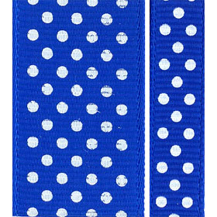 Grosgrain Swiss Dot 3/8in x 5yd Royal Blue/White