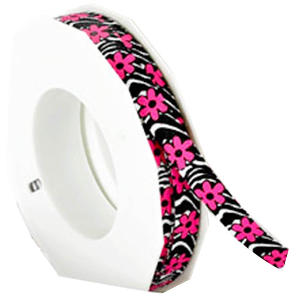 Zebra Flower 3/8in x 3yd Black/Hot Pink