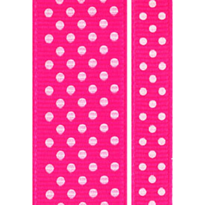 Neon Swiss Dot 7/8in x 4yd Hot Pink/White