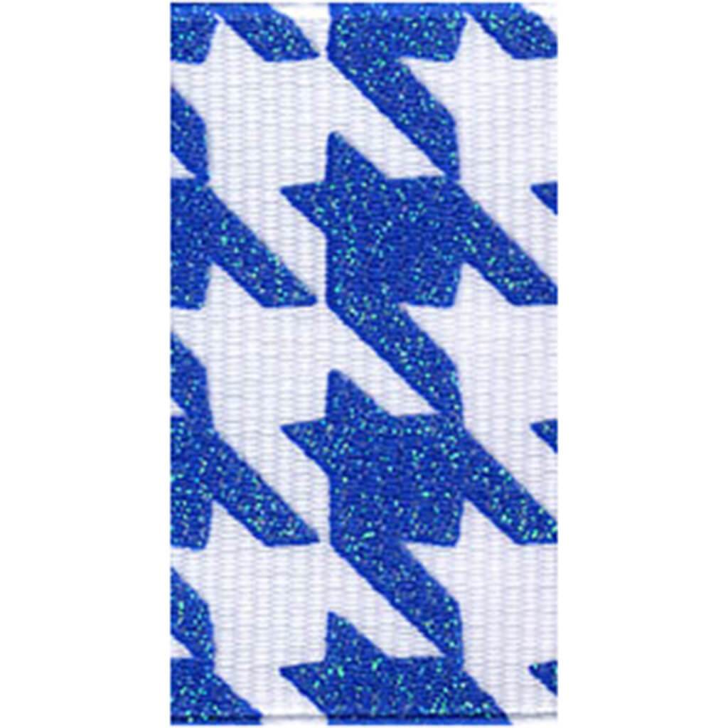 Hounds Tooth Grosgrain 7/8in x 4yd Royal Blue