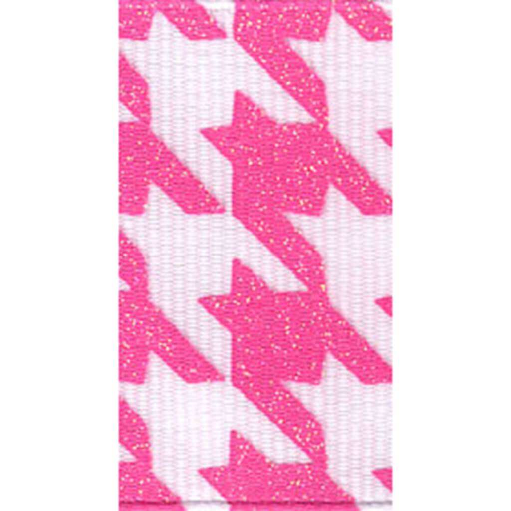 Hounds Tooth Grosgrain 1 1/2in x 3yd Hot Pink