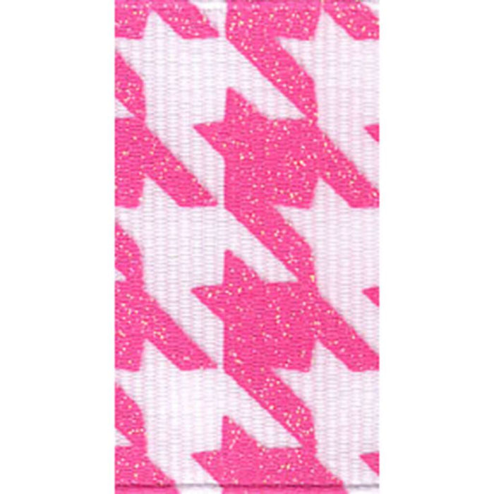 Hounds Tooth Grosgrain 1 1/2in x 3yd Hot Pink
