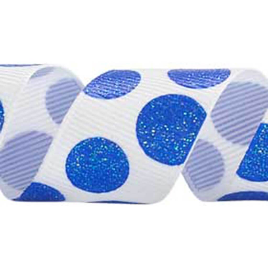 Sugar Dots 7/8in x 4yd White/Electric Blue