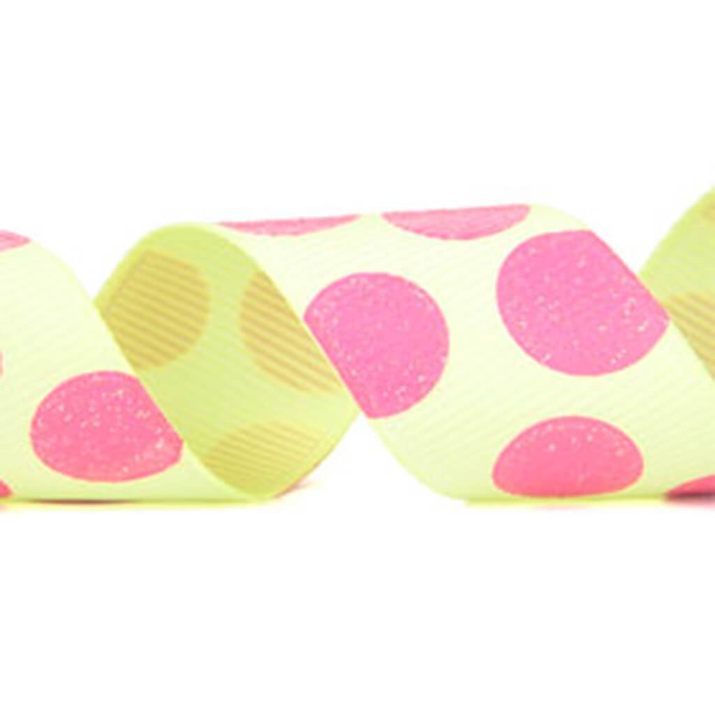 Sugar Dots 7/8in x 4yd Yellow/Pink Dots