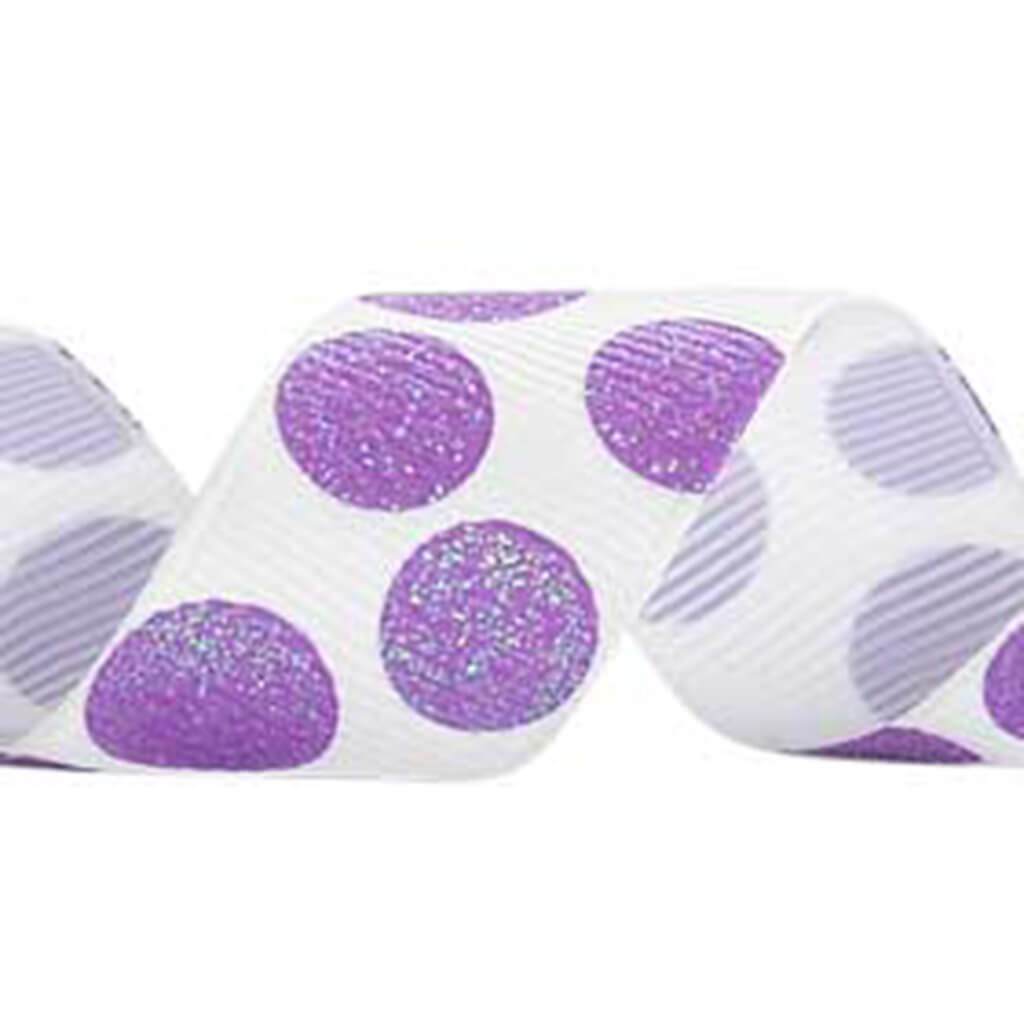 Sugar Dots 7/8in x 4yd White/Grape