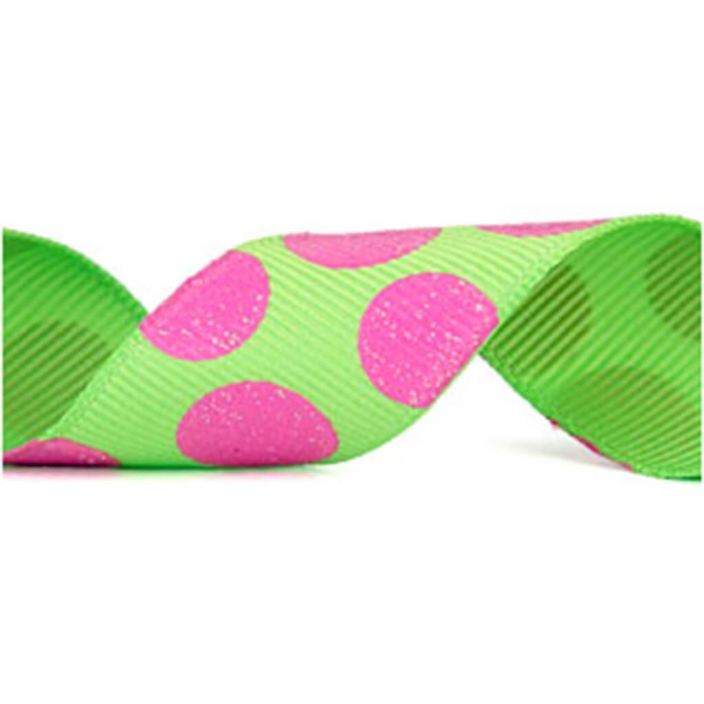 Sugar Dots 1-1/2in x 3yd Lime/Hot Pink