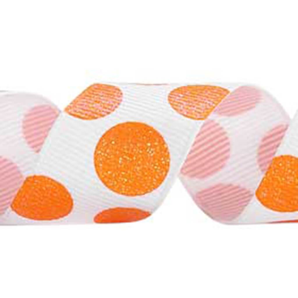 Sugar Dots 1-1/2in x 3yd White White/Tangerine