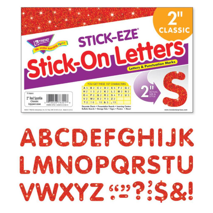 Sitck-On Letters Sparkle Classic Uppercase 2" Red 