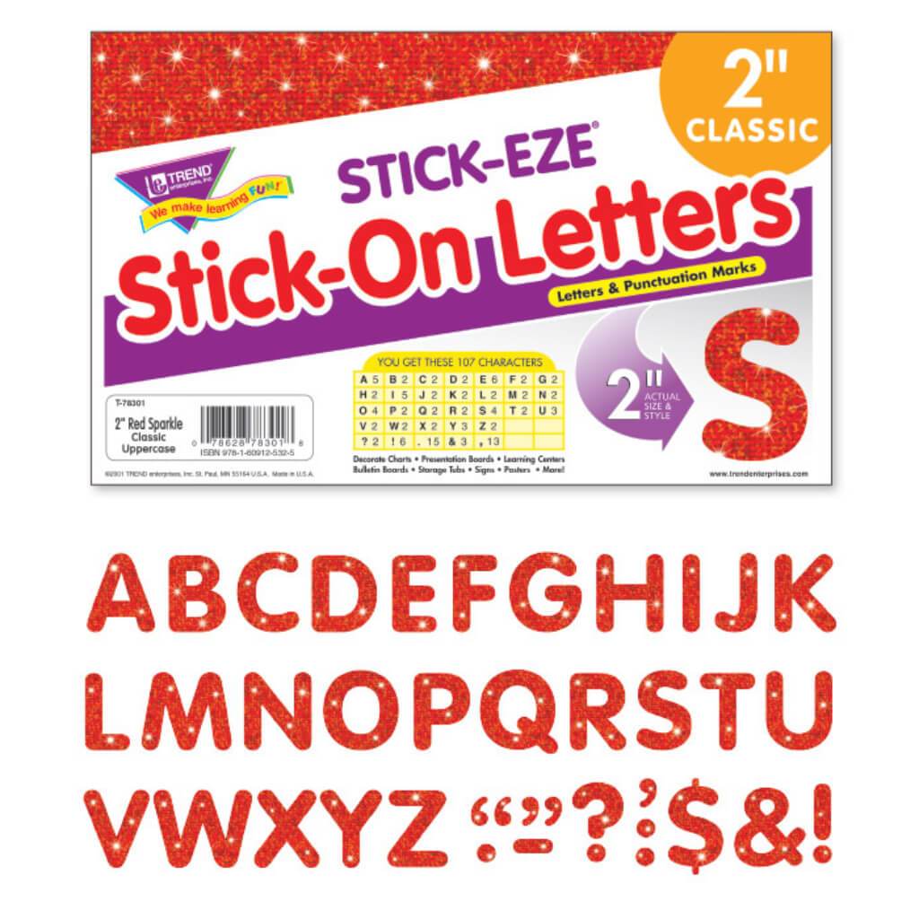 Sitck-On Letters Sparkle Classic Uppercase 2" Red 