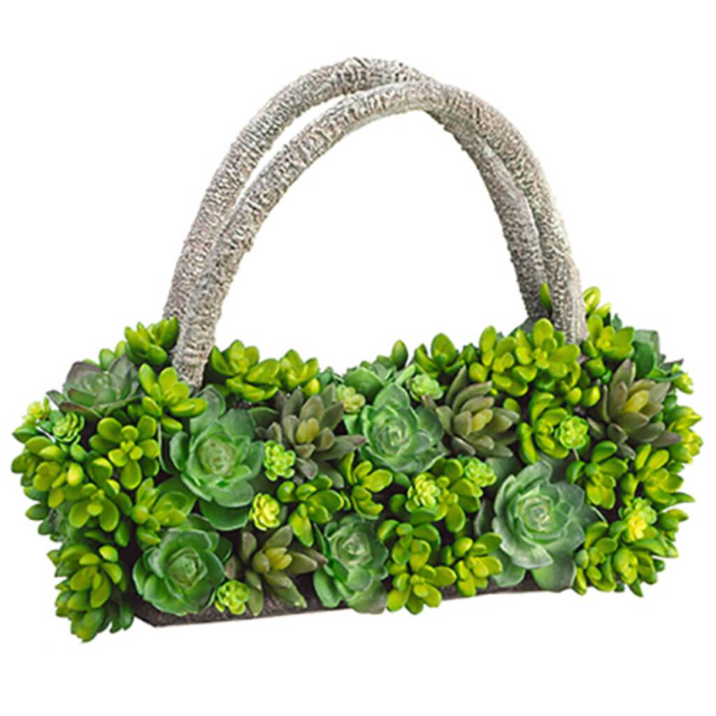 11inH x 5inW x 13inL SUCCULENT HANDBAG GR 