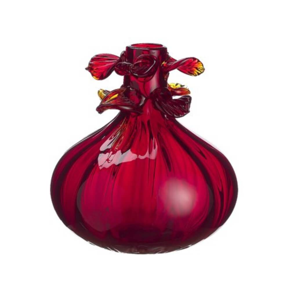 9in GLASS VASE RED 