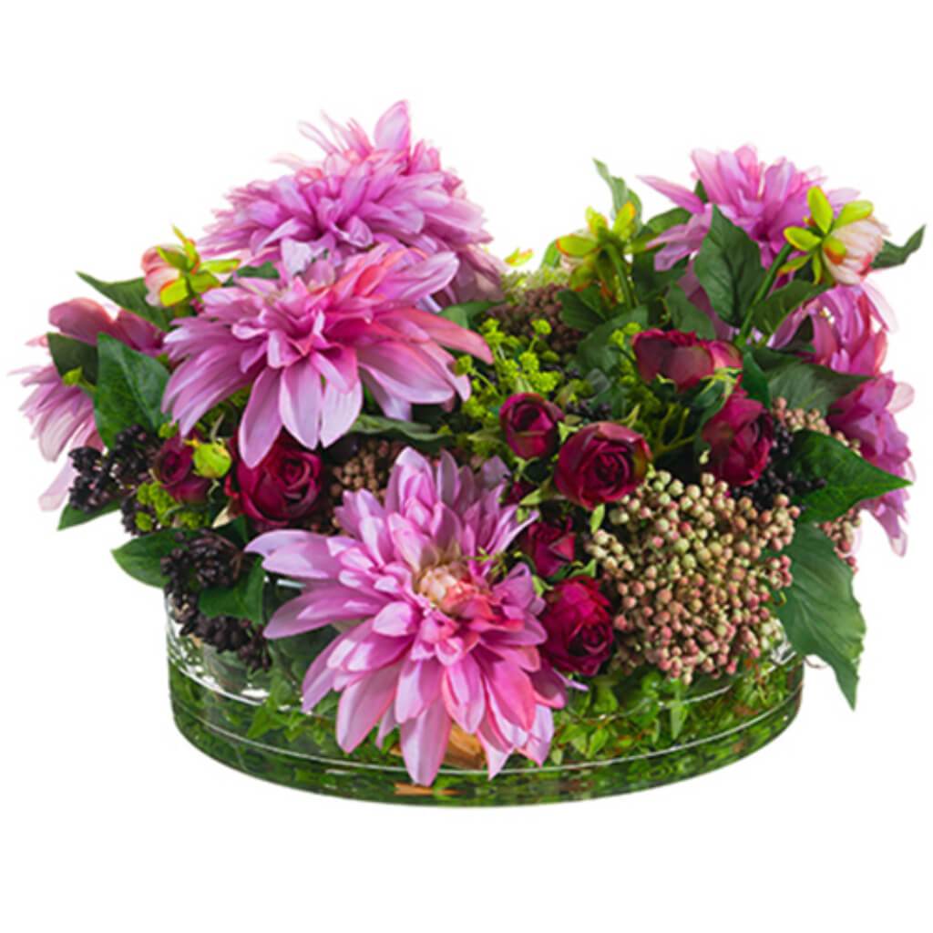 11inH x 15inW x 15inL DAHLIA/ROSE/FERN 