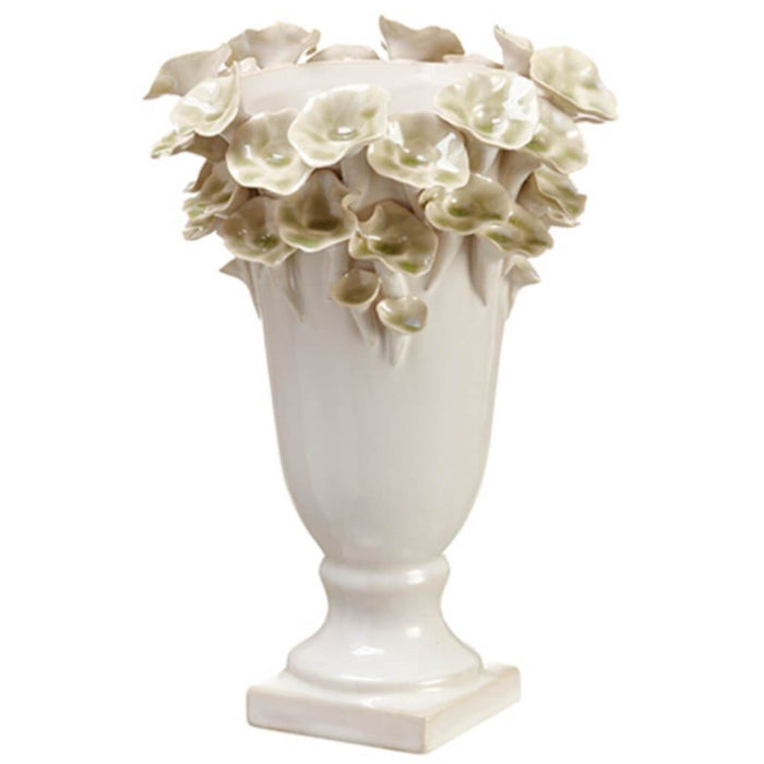 10.6H6.5"D CERAMIC VASE WH/GR 