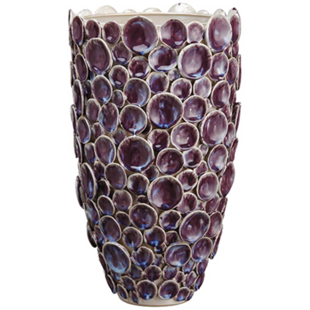 16.9H9.75&quot;D CERAMIC VASE WH/BL 