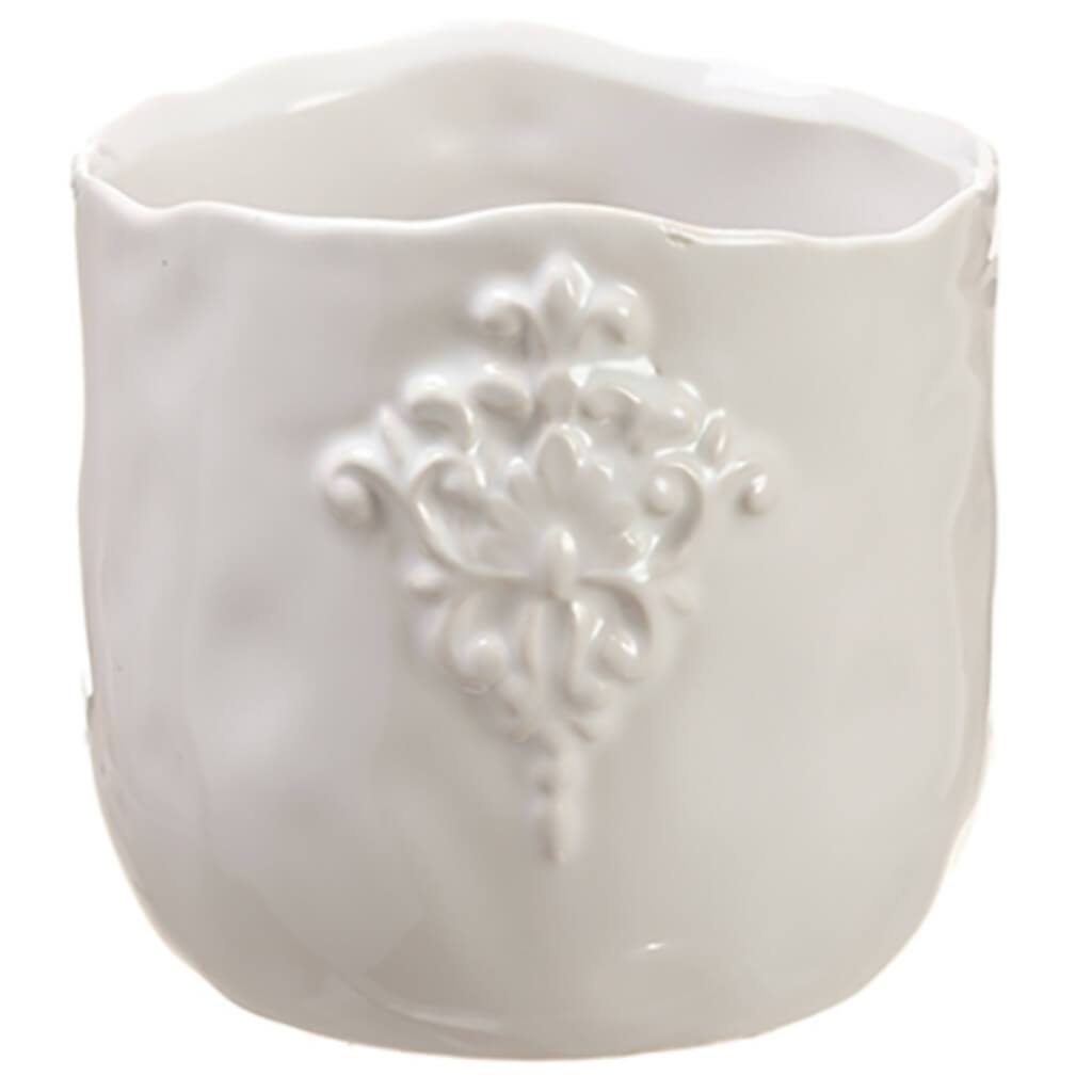 3.9H3.9"D CERAMIC VASE WH 