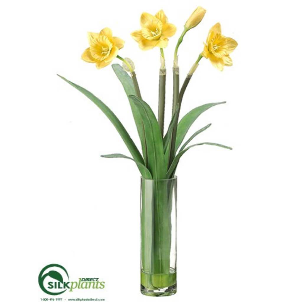 18.5&quot;DAFFODIL IN GLASS VASE YE 