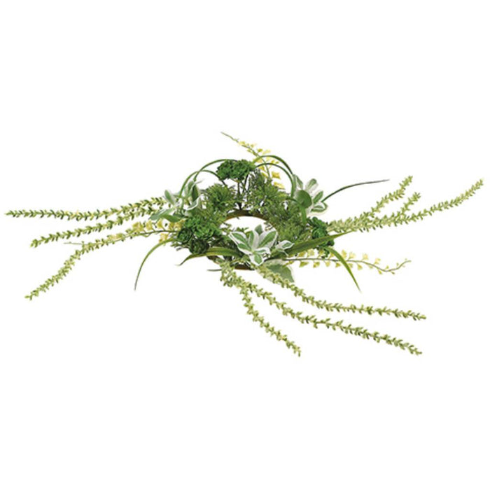 3"SEDUM/FERN/GRASS CANDLE RING 