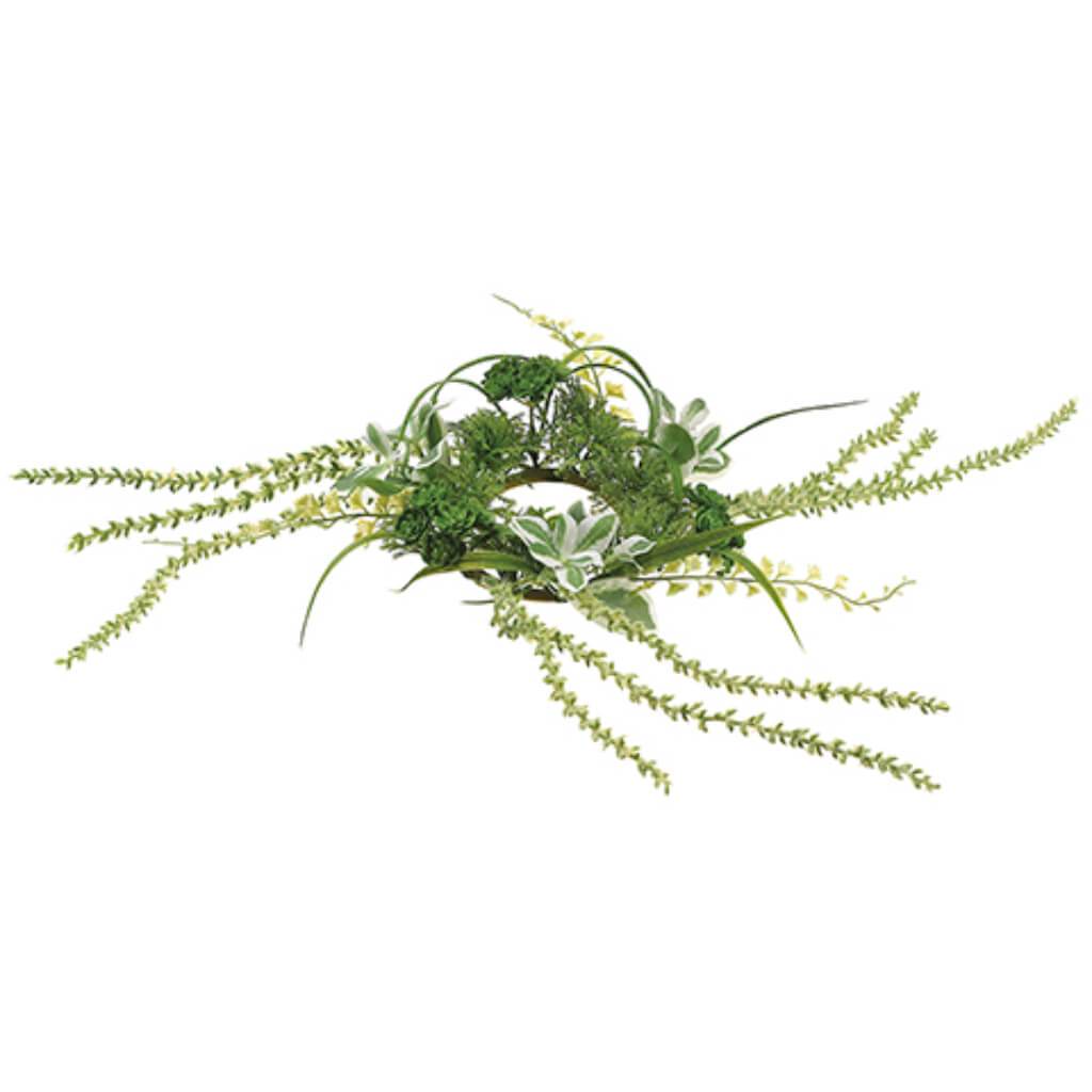 3"SEDUM/FERN/GRASS CANDLE RING 