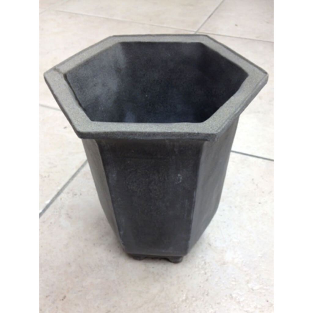 Hexangular Poly Resin 8inH Pot 