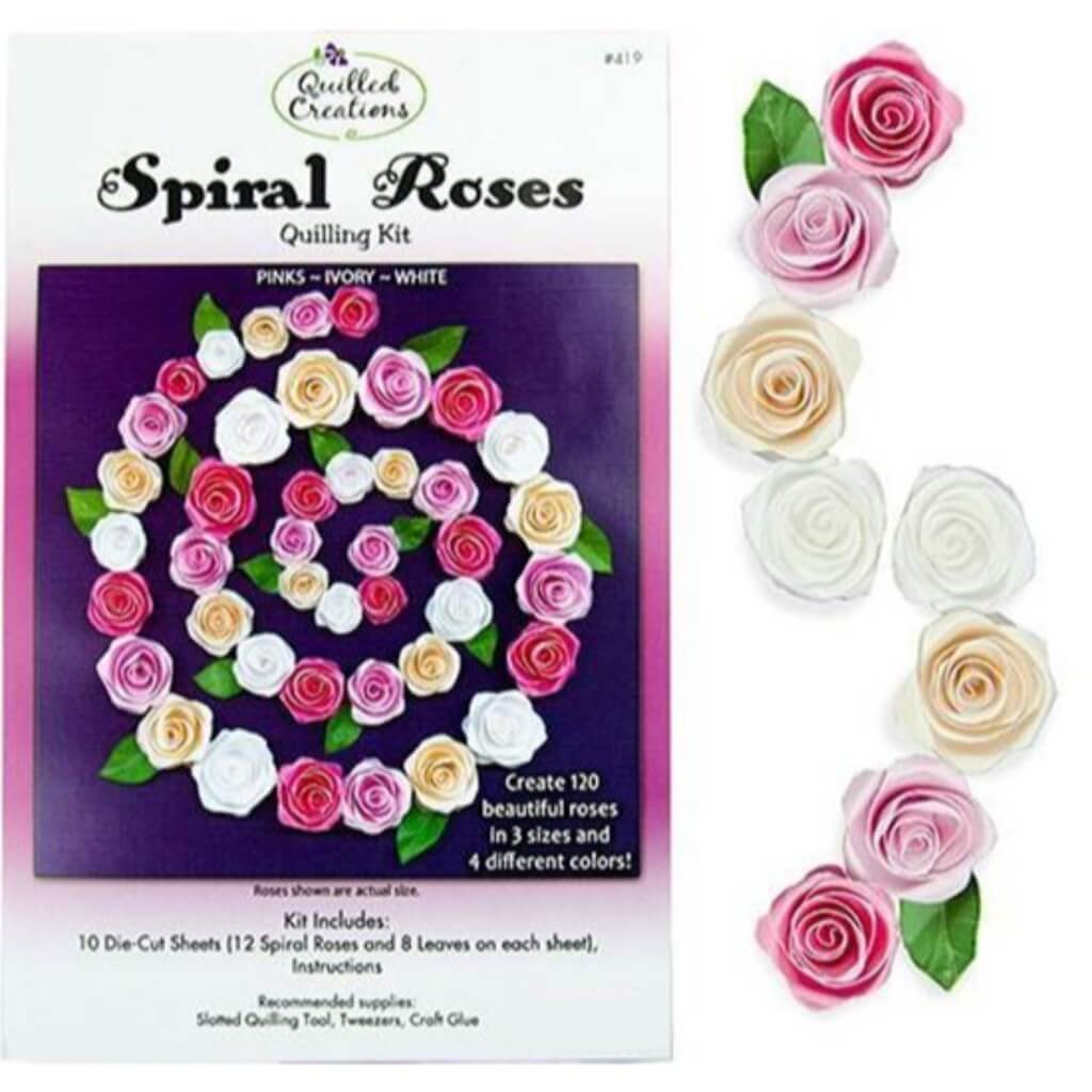 Spiral Roses (Pink/Ivory/White)Quilling Kit 