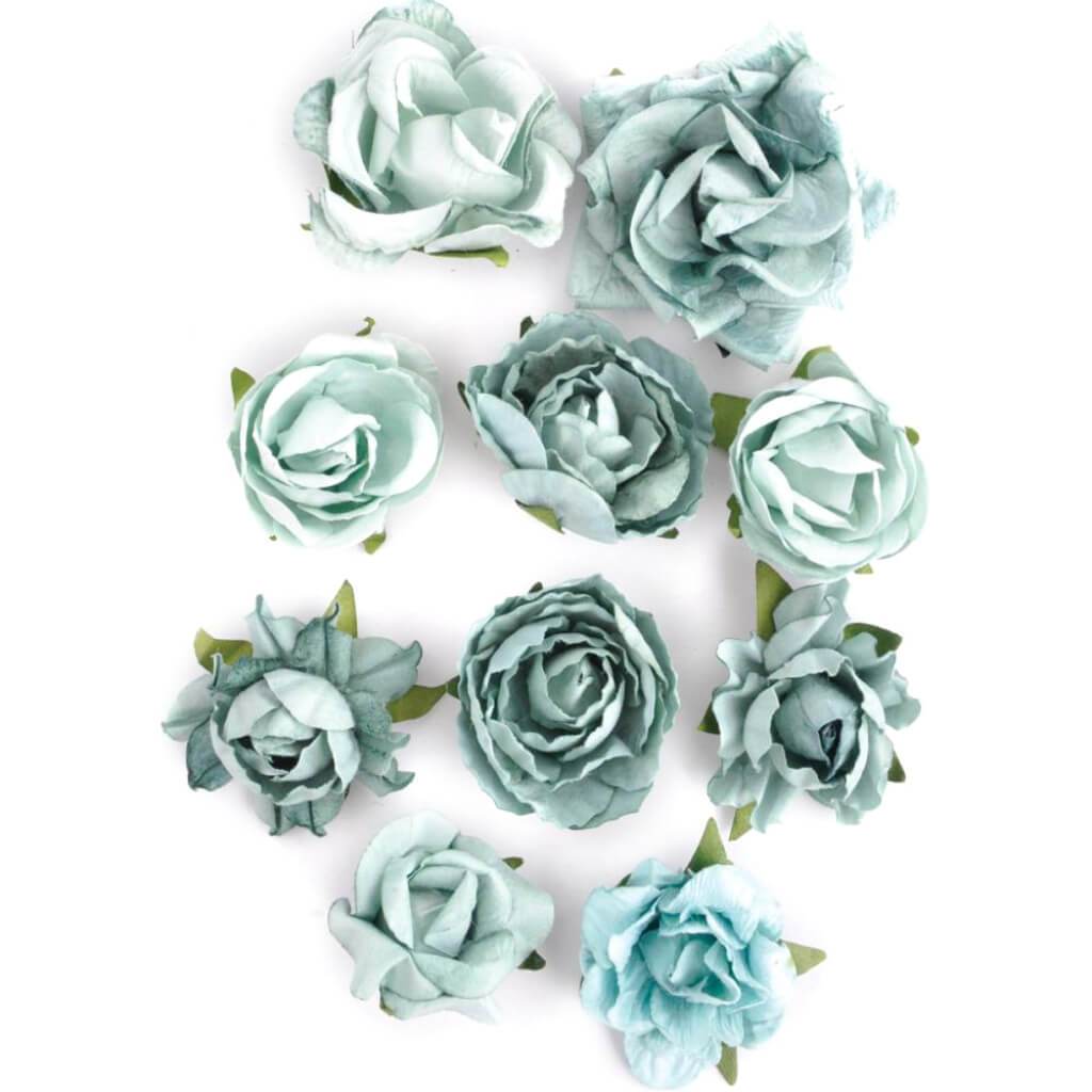 Kaisercraft Paper Blooms 10/Pkg Sage. 1in - 1.5in