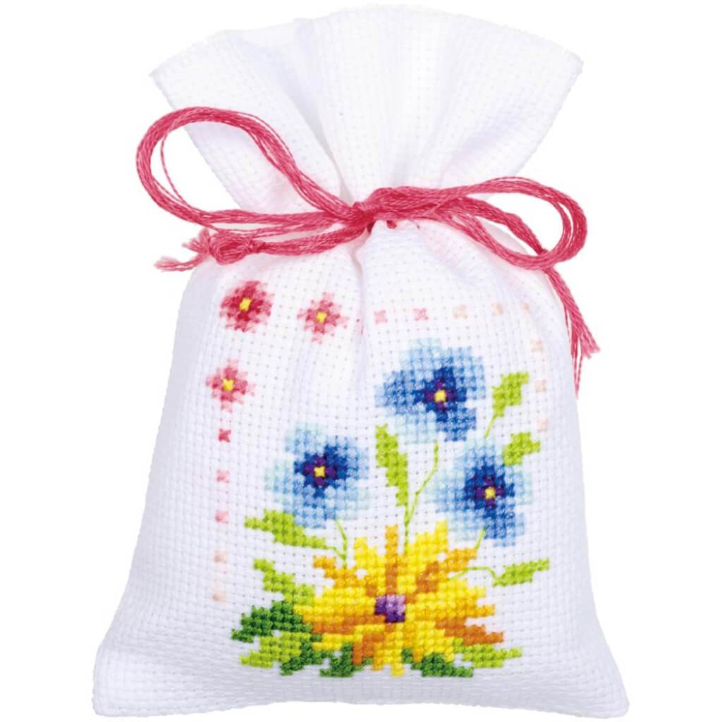 Vervaco Counted Cross Stitch Kit 3.25in x 4.75in 3/Pkg Flowers &amp; Butterflies On Aida 18 Count