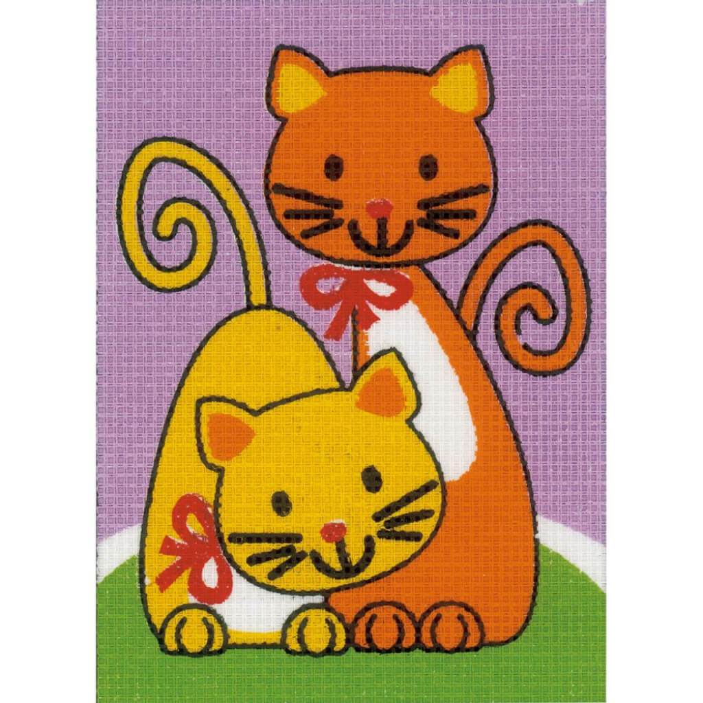 Vervaco Plastic Canvas Kit 5.25in x 7.25in Playing Cats