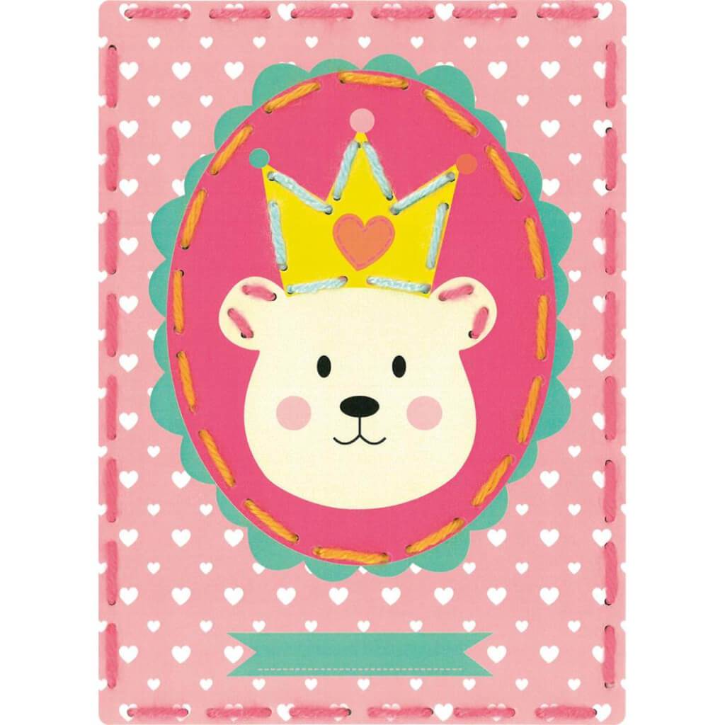 Vervaco/Kits 4 Kids Embroidery Cards Kit 7.25in x 10.25in Bear Crown &amp; Balloon