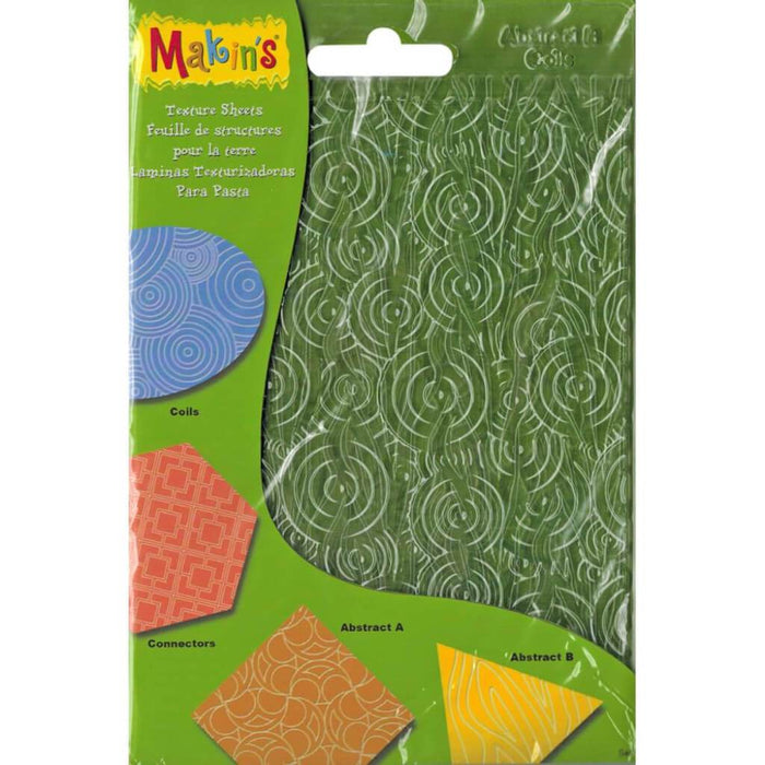 Makin's Clay Texture Sheets 7in x 5.5in 4/Pkg Set H (Coils, Connectors & Abstracts)