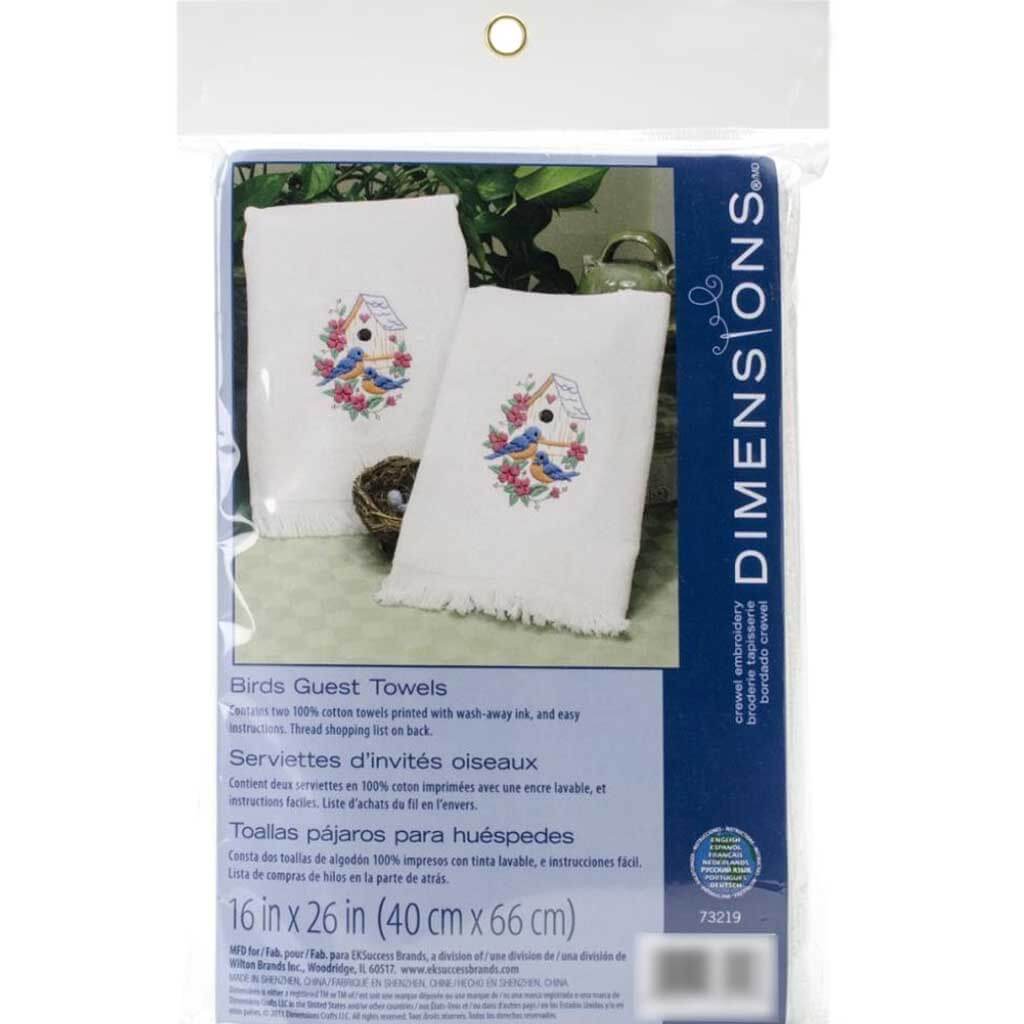 Stamped Embroidery Guest Towels 16in x 26in 2/Pkg Birds