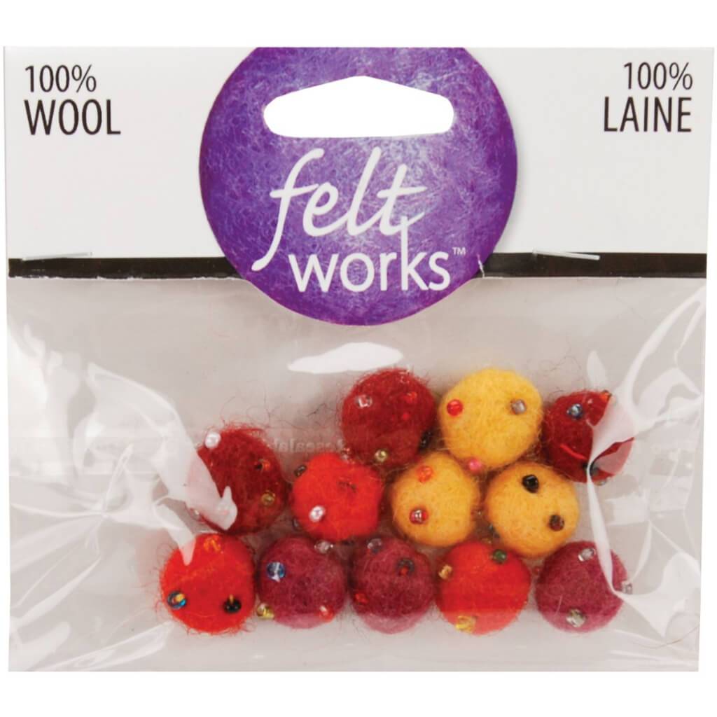 Dimensions Feltworks Ball Assortment Beaded Warm Mini 12/Pkg