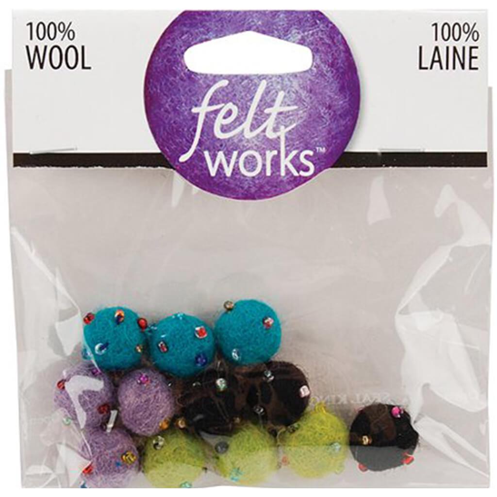 Feltworks Ball Assortment Beaded Cool Mini 12/Pkg