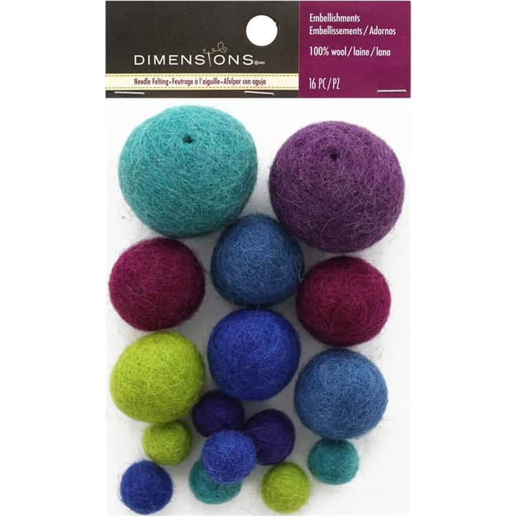 Dimensions Feltworks Ball Assortment Cool 16/Pkg