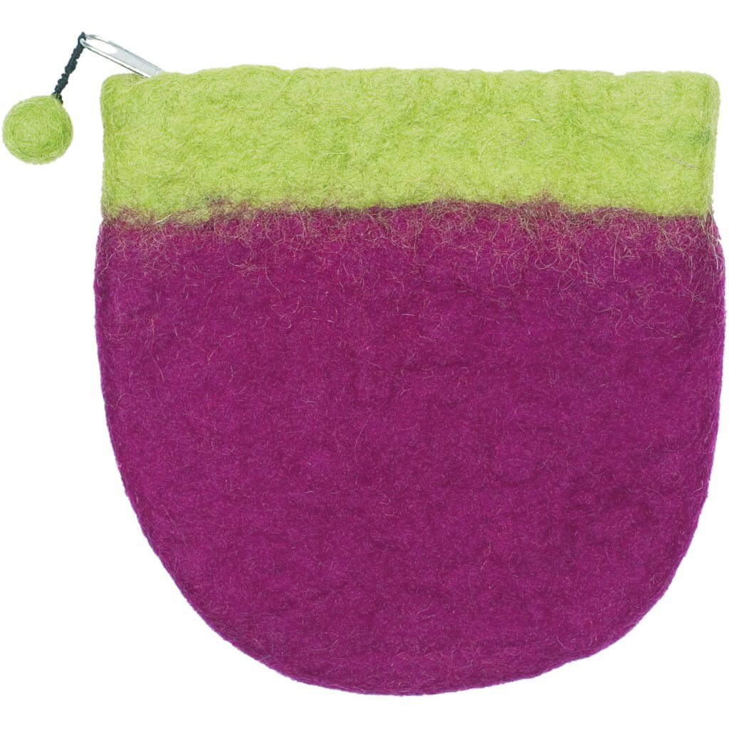 Feltworks Mini Purse 5.5in x 5.25in x 5in Lime &amp; Violet