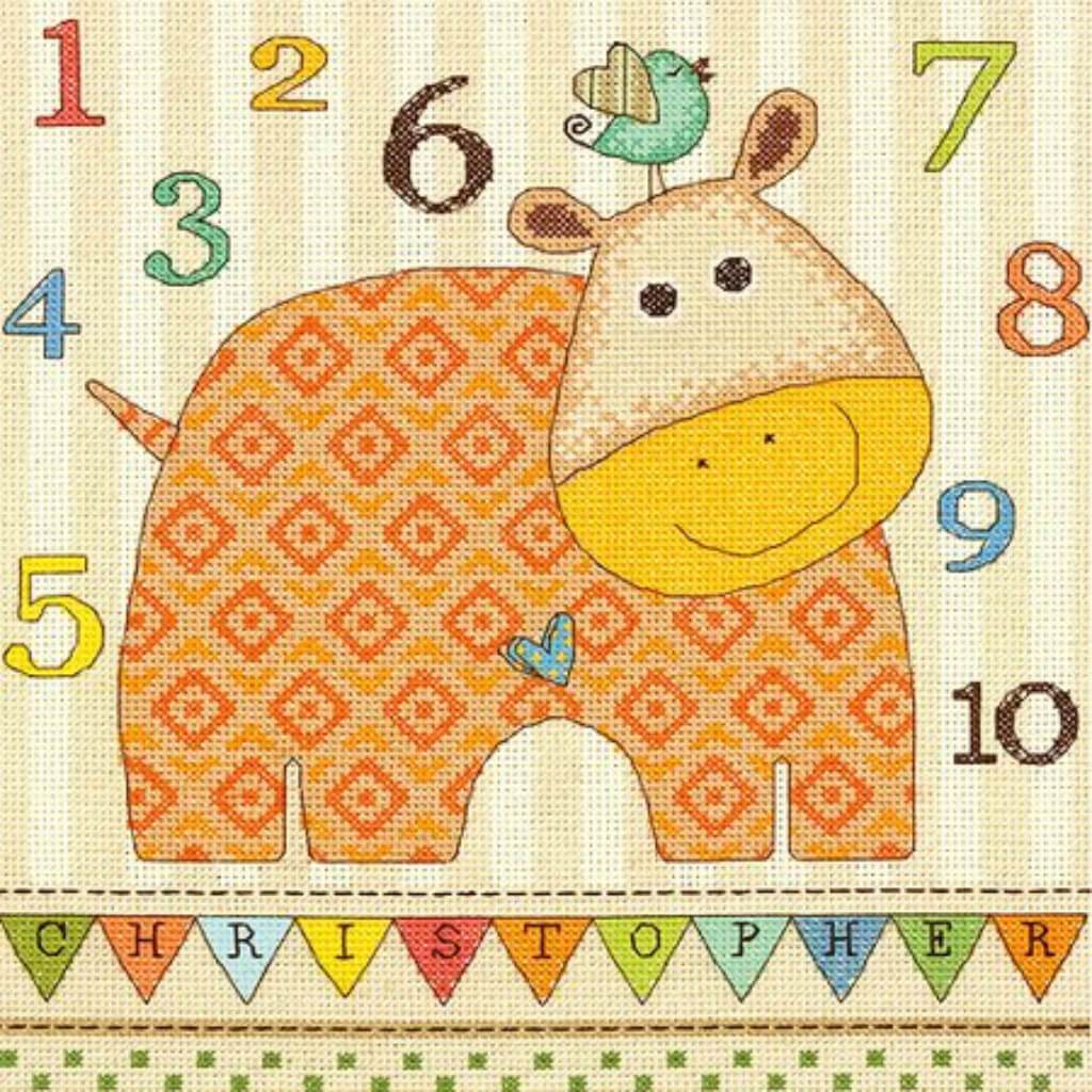 Dimensions Counted Cross Stitch Kit 10in x 10in Baby Hippo 123 (14 Count)