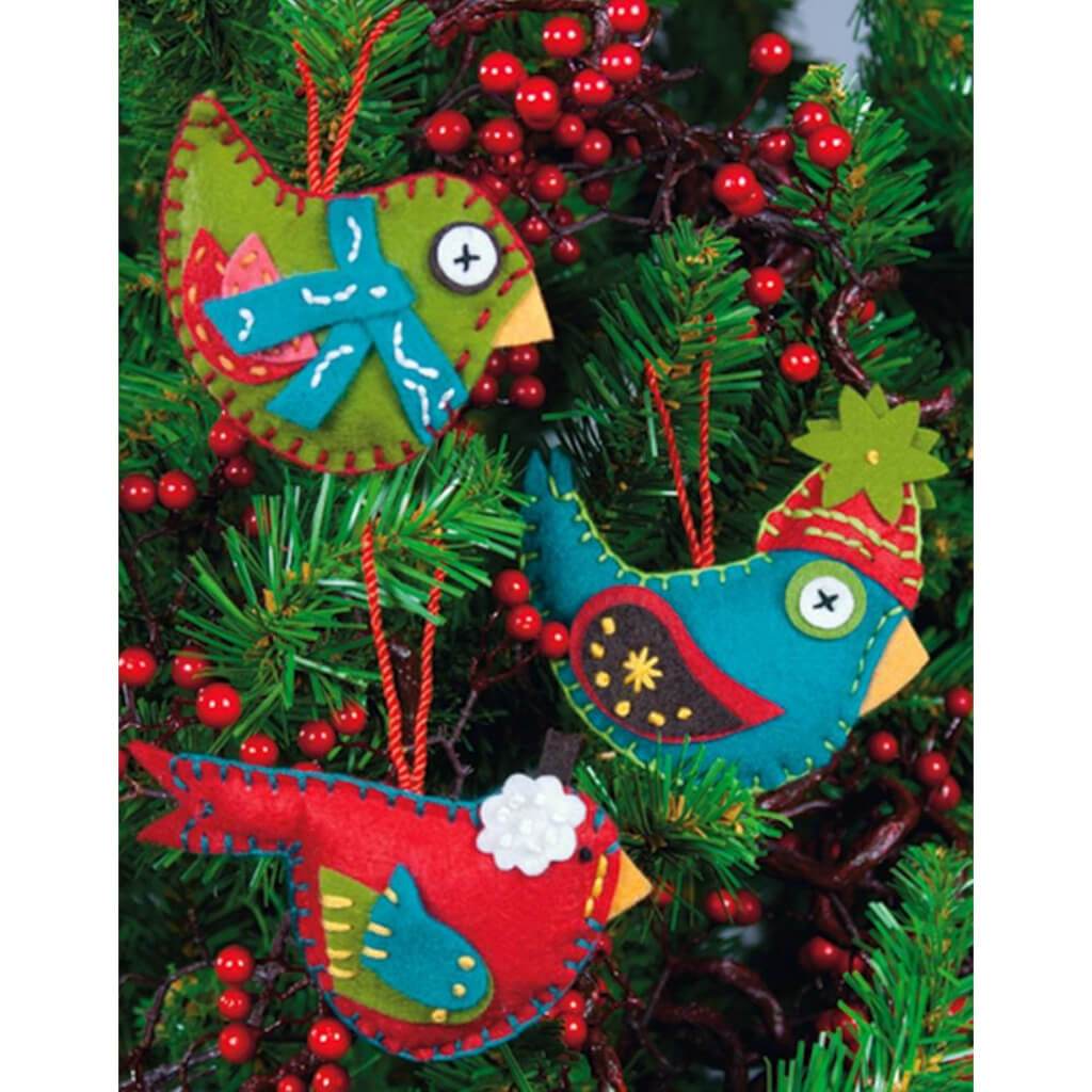 Set Of 3-Whimsical Birds Ornm 