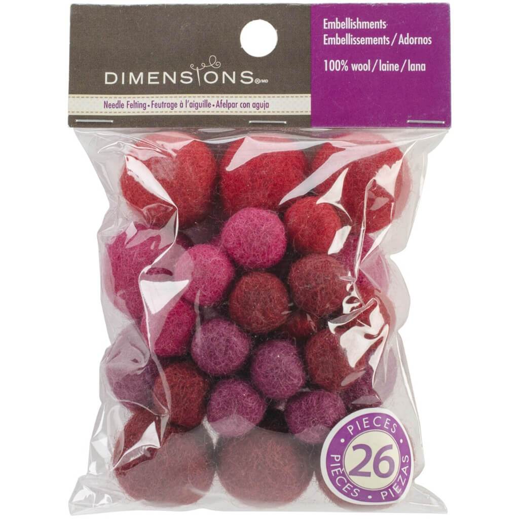 Dimensions Feltworks Ball Assortment Garnet 26/Pkg