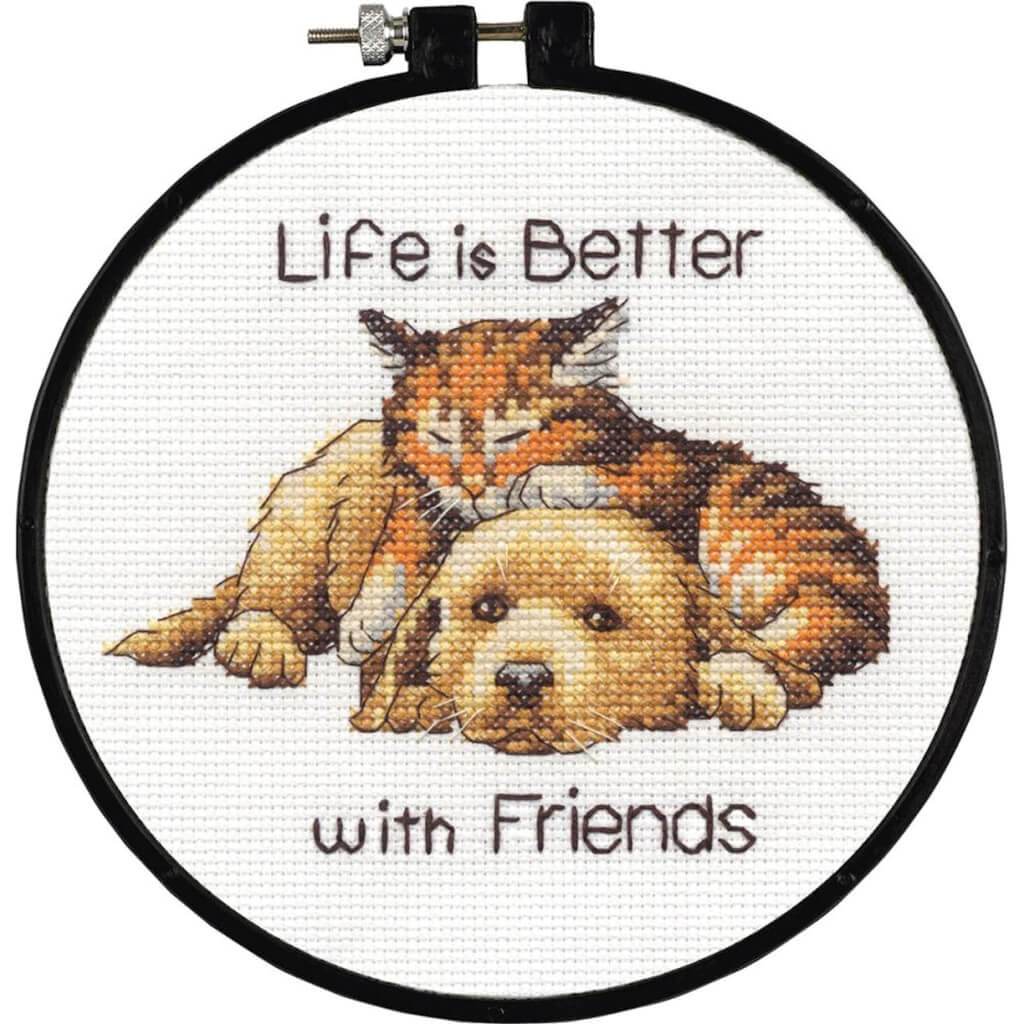 Dimensions/Learn-A-Craft Counted Cross Stitch Kit 6in Round Better With Friends 14 Count
