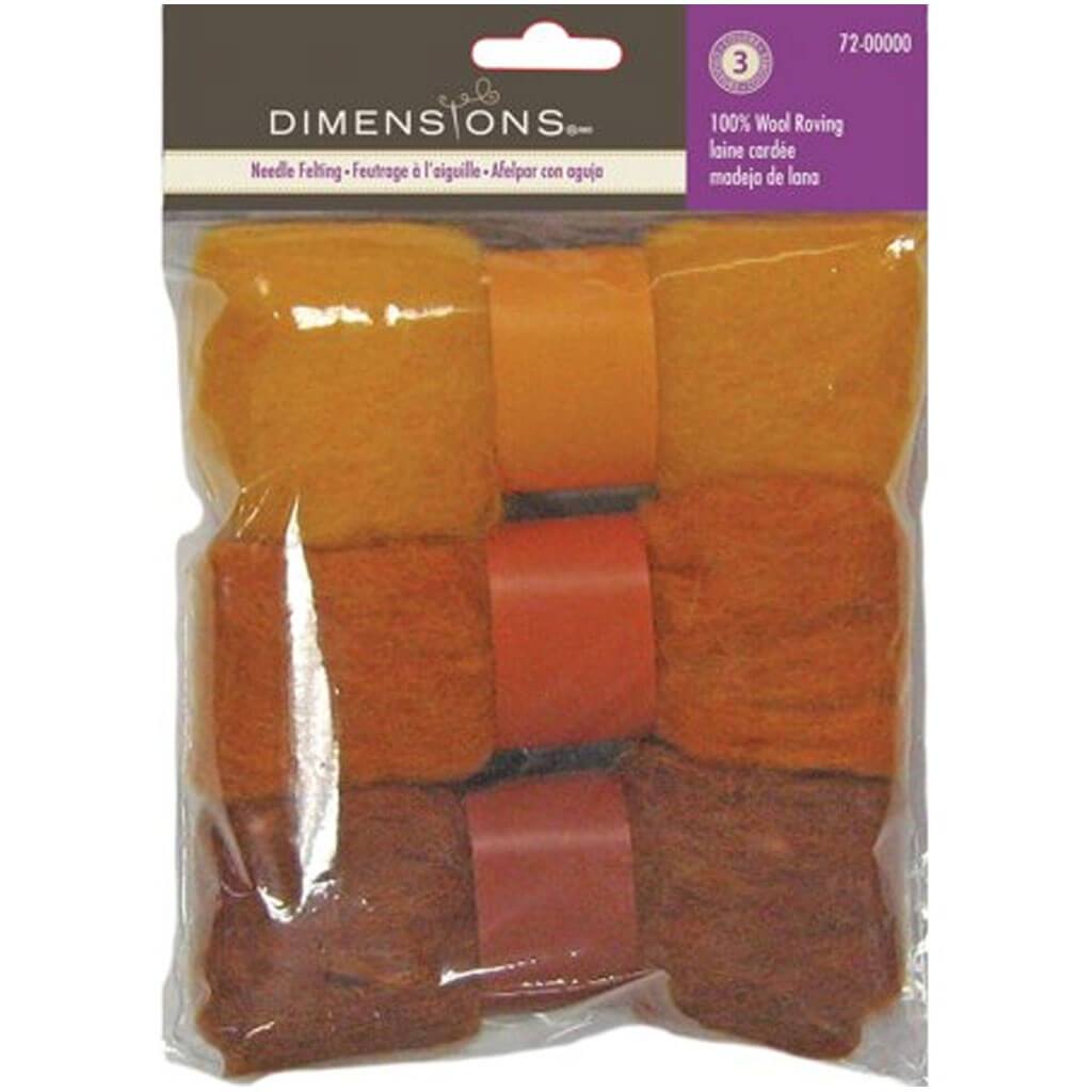 Dimensions Feltworks Roving Trio Pack 1.58oz Gold Rust
