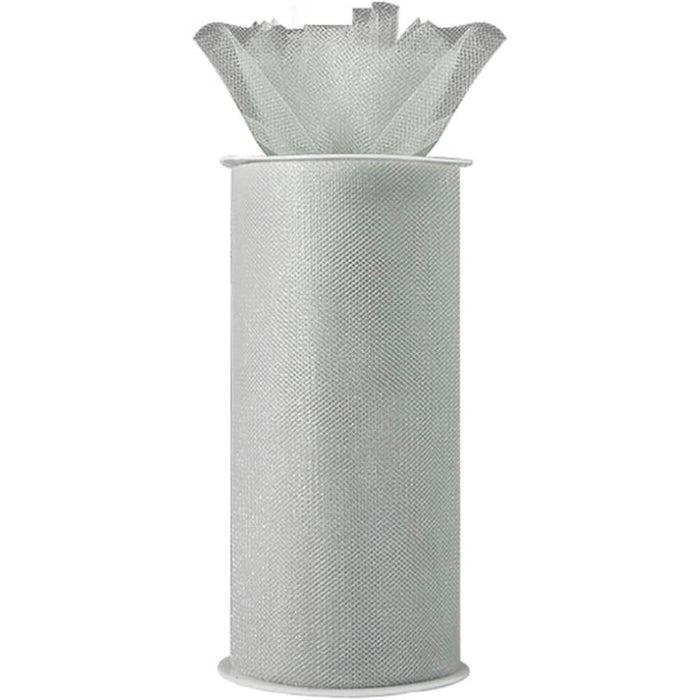 Expo Shiny Tulle 6in x 24yd Spool Silver