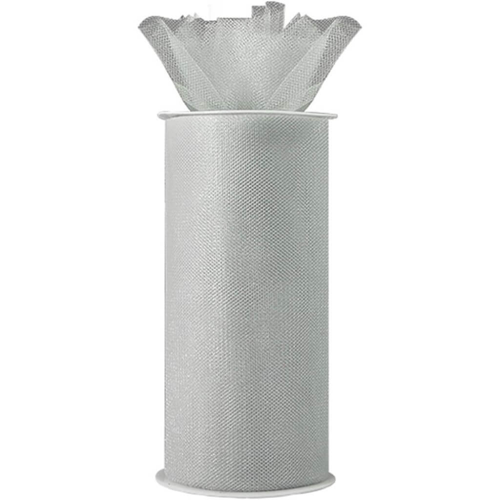 Expo Shiny Tulle 6in x 24yd Spool Silver