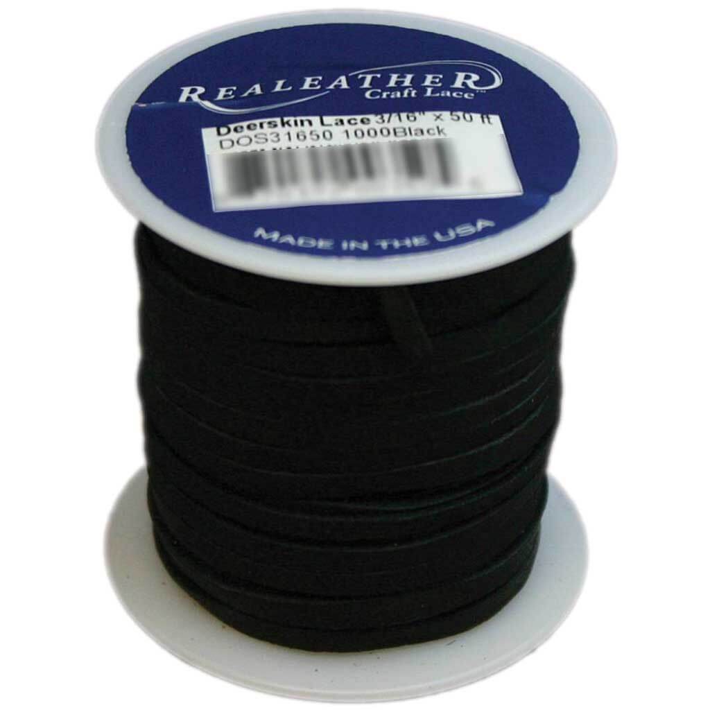 Realeather Crafts Deerskin Lace .125in x50' Spool Black