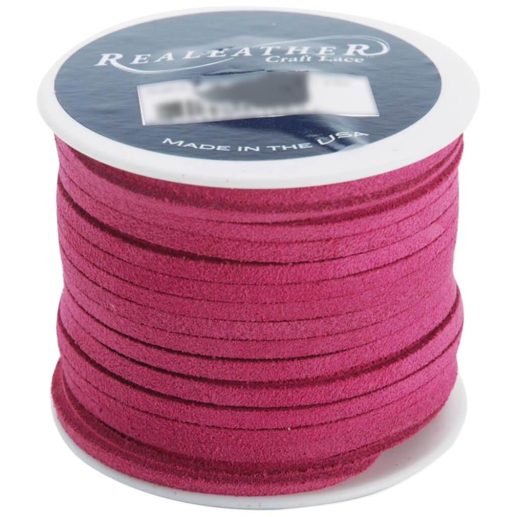 Realeather Crafts Suede Lace .125in x 25yd Spool Pink