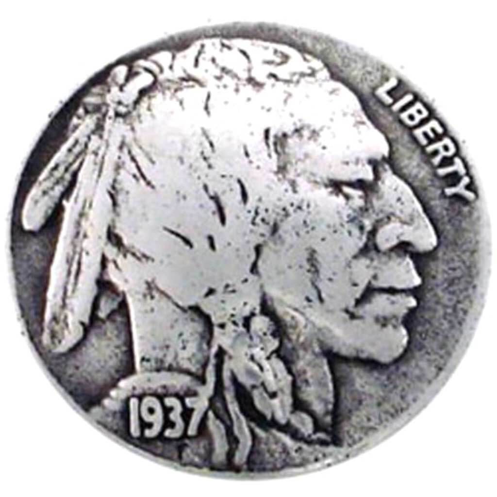Concho Antique Silver Screwback 1in Indian Nickel